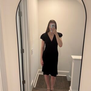 Moda International Black V-Neck Flutter Sleeve Midi Dress